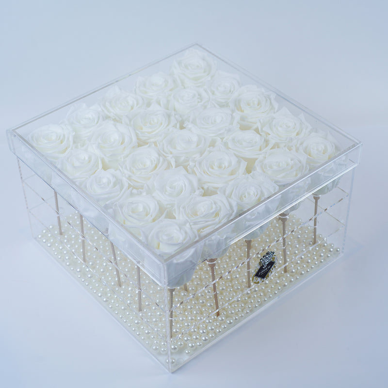 25 Rose Stem - Snow White Roses Jadorit