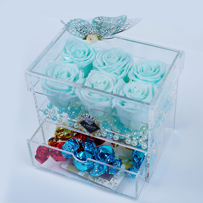 6 Rose Square with Drawer - Tiffany Roses Jadorit