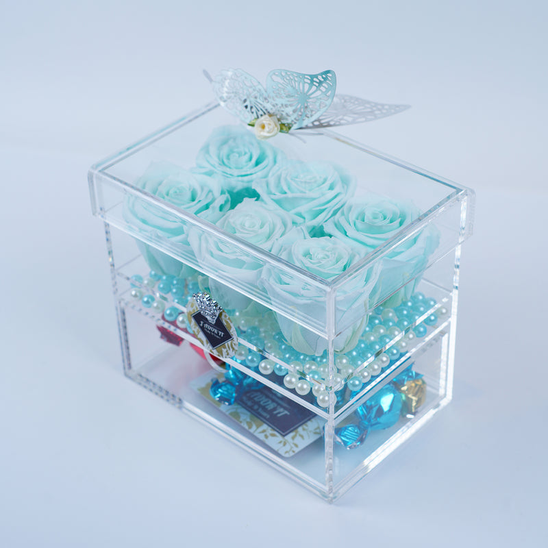 6 Rose Square with Drawer - Tiffany Roses Jadorit