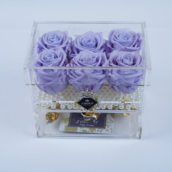 6 Rose Square with Drawer - Lavender Roses Jadorit