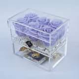 6 Rose Square with Drawer - Lavender Roses Jadorit