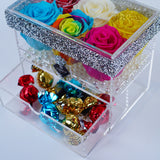 6 Rose Square with Drawer - Carnival Roses Jadorit