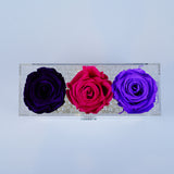 3 Rose Stem - Midnight Purple, Fuchsia & Violet Rose Jadorit