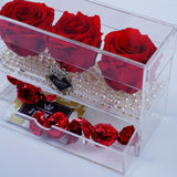 3 Rose Square with Drawer - Red Pearl Roses Jadorit