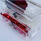 3 Rose Square with Drawer - Black, Red & White Rose Jadorit