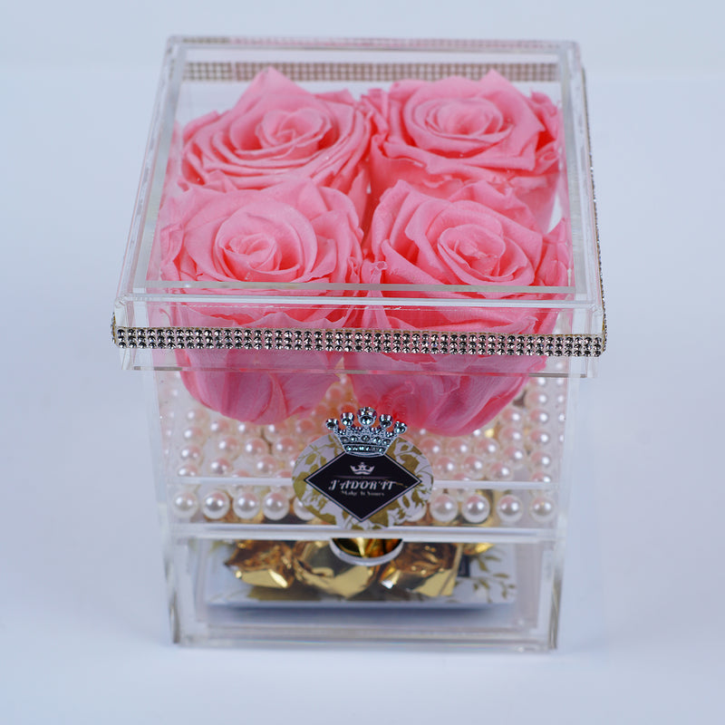 4 Rose Square with Drawer - Pink Roses Jadorit