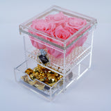 4 Rose Square with Drawer - Pink Roses Jadorit