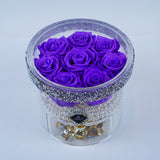 8 Rose Round with Drawer - Purple Roses Jadorit