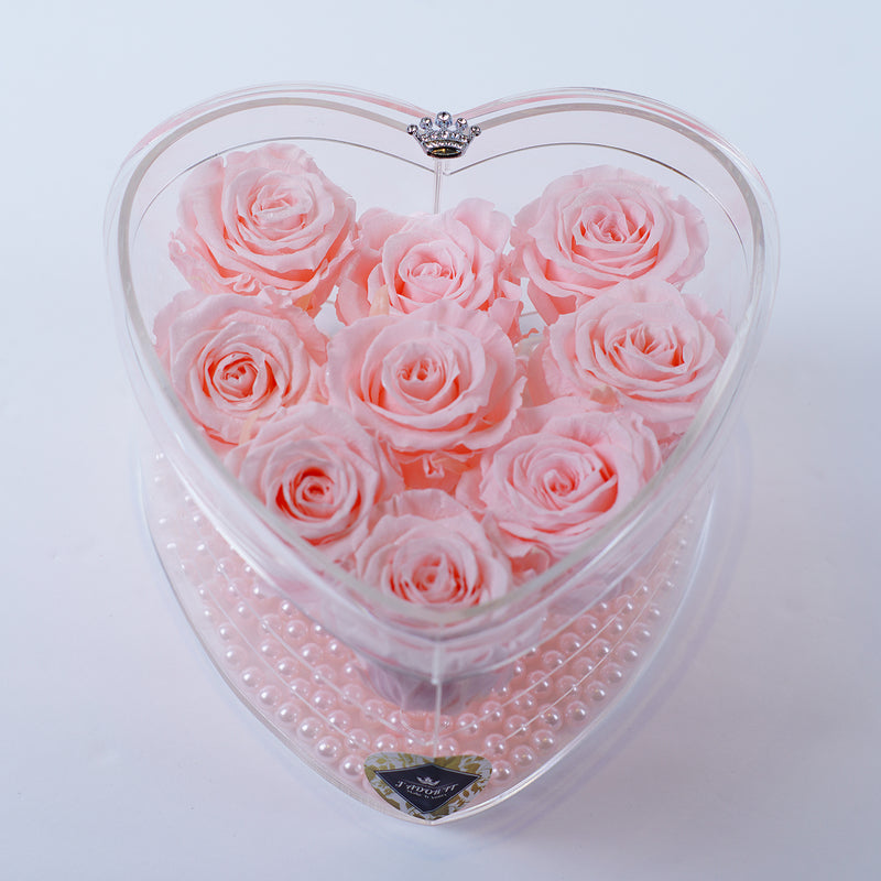 9 Rose Heart - Pinky Pearl Jadorit