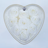 9 Rose Heart - Alabaster White Roses Jadorit