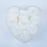 9 Rose Heart - Alabaster White Roses Jadorit