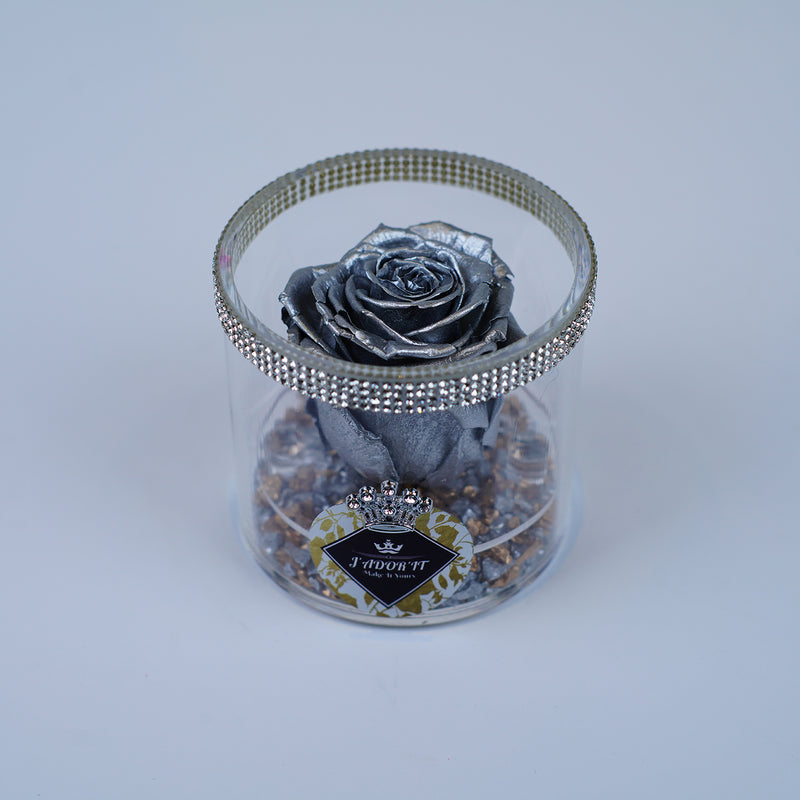 Single Rose Round - Silver Rose Jadorit