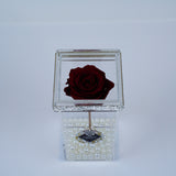 Single Rose Square Stem - Red Rose Crystal Jadorit