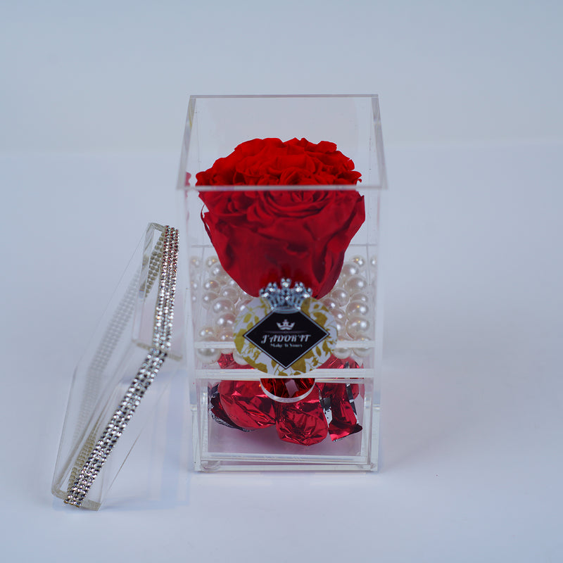 Single Rose Square with Drawer - Red Garden Rose Jadorit