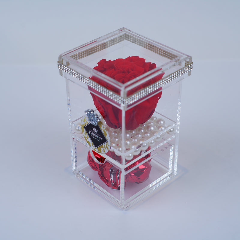 Single Rose Square with Drawer - Red Garden Rose Jadorit