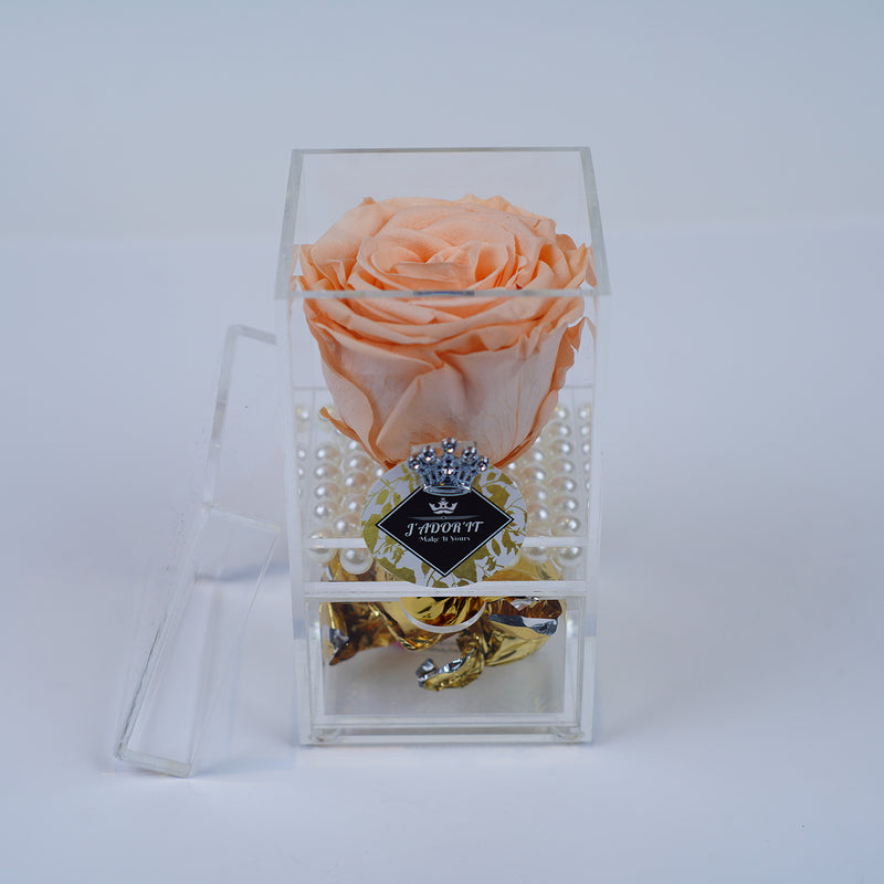 Single Rose Square with Drawer - Peach Rose Jadorit