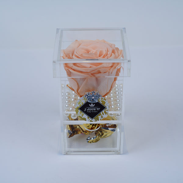 Single Rose Square with Drawer - Peach Rose Jadorit