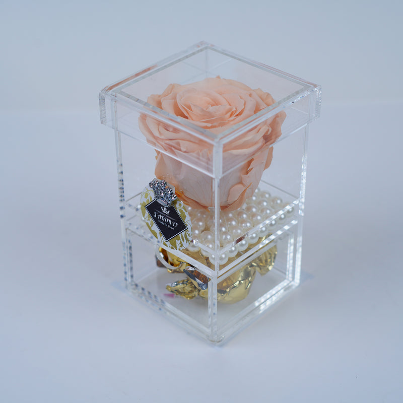 Single Rose Square with Drawer - Peach Rose Jadorit