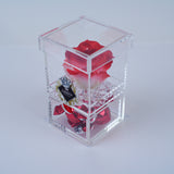 Single Rose Square with Drawer - Red Ombre Rose Jadorit