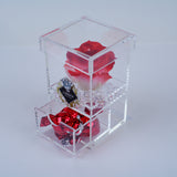 Single Rose Square with Drawer - Red Ombre Rose Jadorit