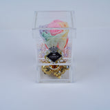 Single Rose Square with Drawer - Rainbow Pastel Rose Jadorit