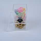 Single Rose Square with Drawer - Rainbow Pastel Rose Jadorit