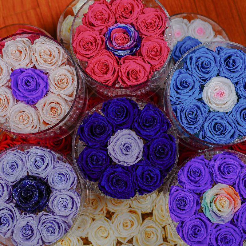 8 Rose Round - Lavender Roses with Pearl Centers Jadorit