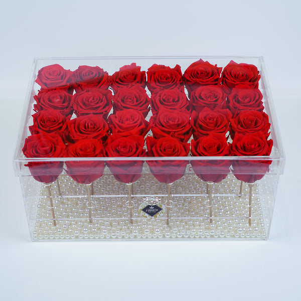 24 Rose Stem - Deluxe Royal Red Sparkle Roses Jadorit