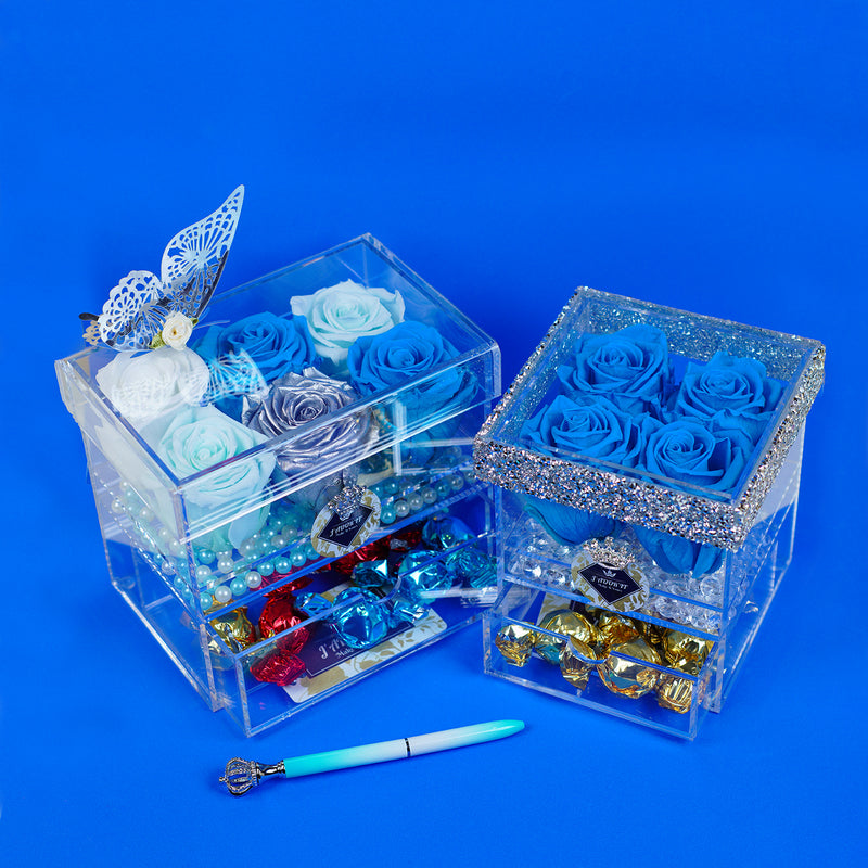  Drawer- Deluxe Ocean Blue Roses Jadorit