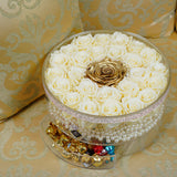 28 - 32 Deluxe Rose Round with Drawer - Ivory Gold Jadorit