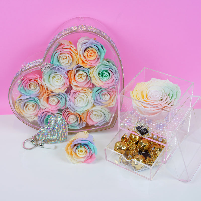 Single Jumbo Deluxe Rainbow Rose Jadorit