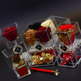 Single Rose Square with Drawer - Red with Gold Leaf Rose Jadorit