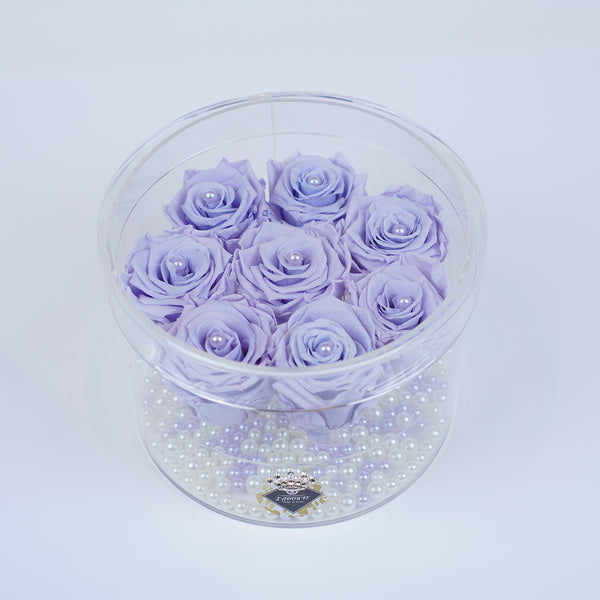 8 Rose Round - Lavender Roses with Pearl Centers Jadorit