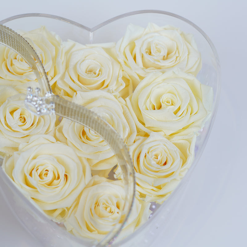 9 Rose Heart - Ivory Cream Roses Jadorit