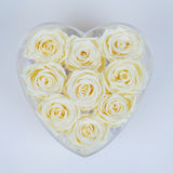 9 Rose Heart - Ivory Cream Roses Jadorit