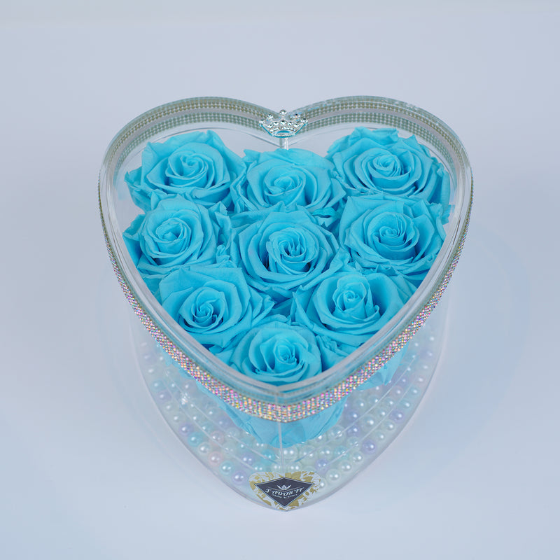 9 Rose Heart - Turquoise Roses Jadorit