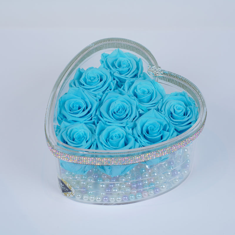 9 Rose Heart - Turquoise Roses Jadorit