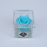 Single Rose Square - Turquoise Caribbean Blue Rose Jadorit