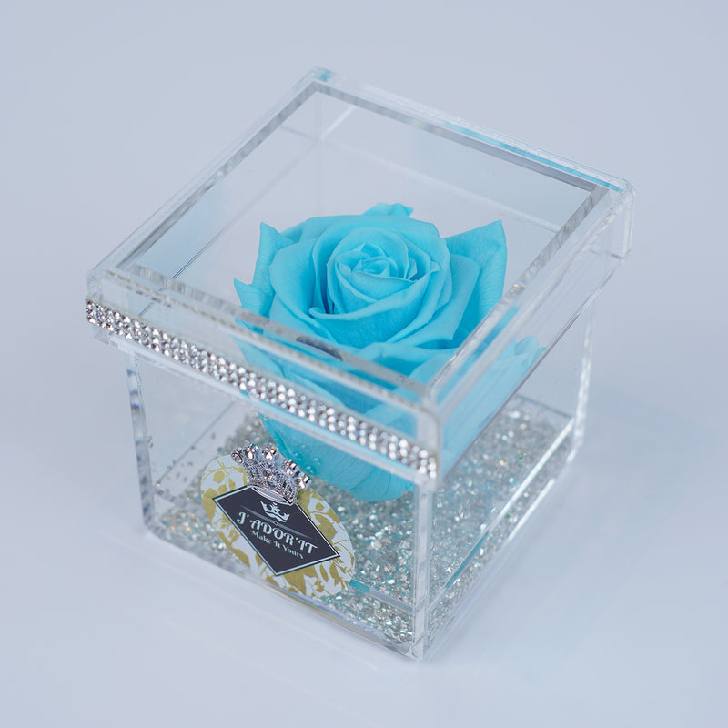 Single Rose Square - Turquoise Caribbean Blue Rose Jadorit