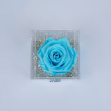 Single Rose Square - Turquoise Caribbean Blue Rose Jadorit