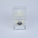 Single Rose Square with Drawer - Winter White Rose Jadorit