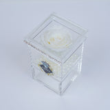 Single Rose Square with Drawer - Winter White Rose Jadorit