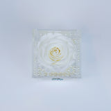 Single Rose Square with Drawer - Winter White Rose Jadorit