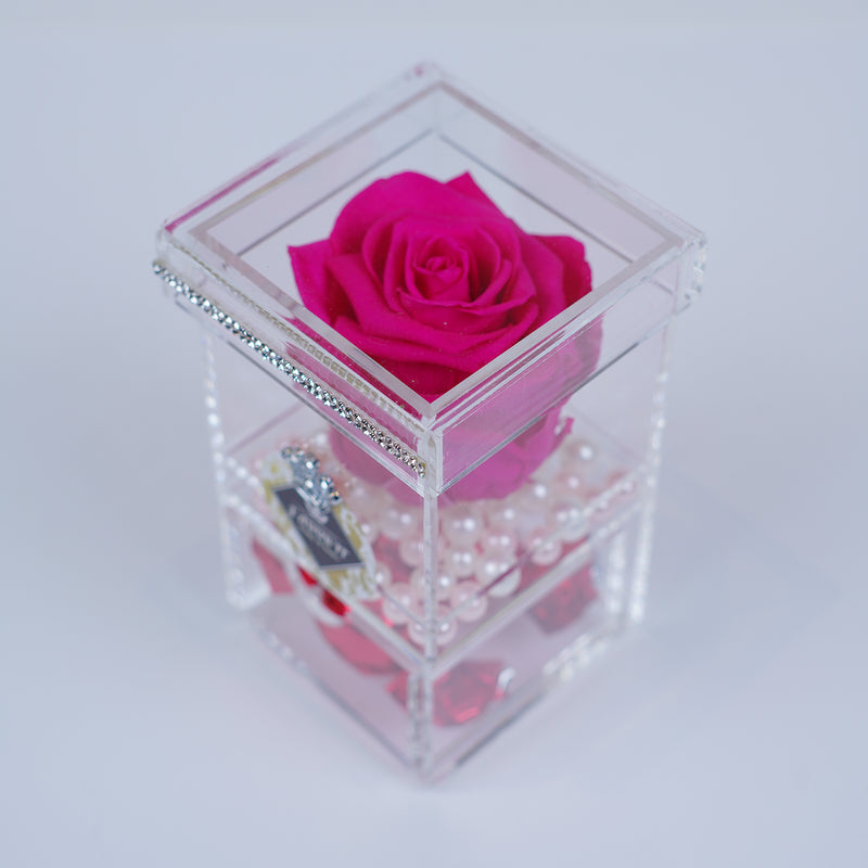 Single Rose Square with Drawer - Hot Pink Rose Jadorit