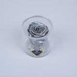 Single Rose Round - Metallic Silver Rose Jadorit