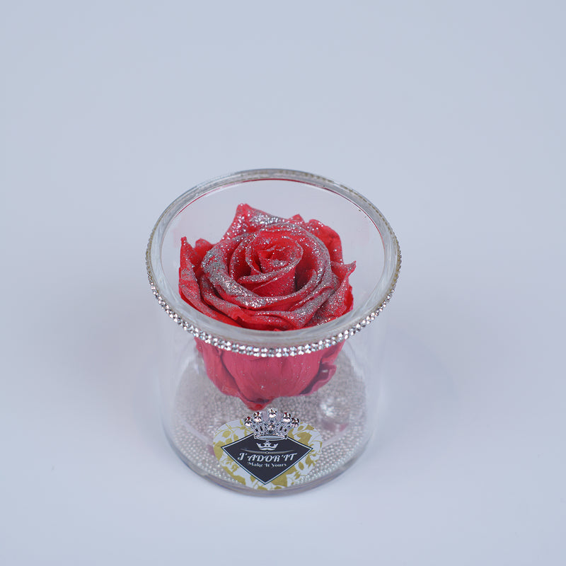 Single Rose Round - Sparkling Coral Rose Jadorit