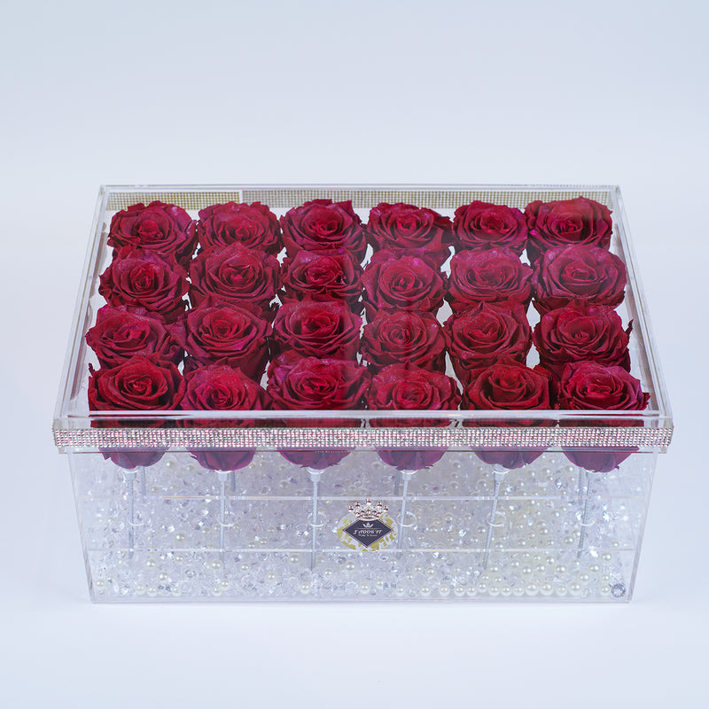 24 Rose Stem - Deep Red Sparkle Roses Jadorit