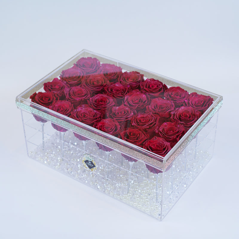 24 Rose Stem - Deep Red Sparkle Roses Jadorit