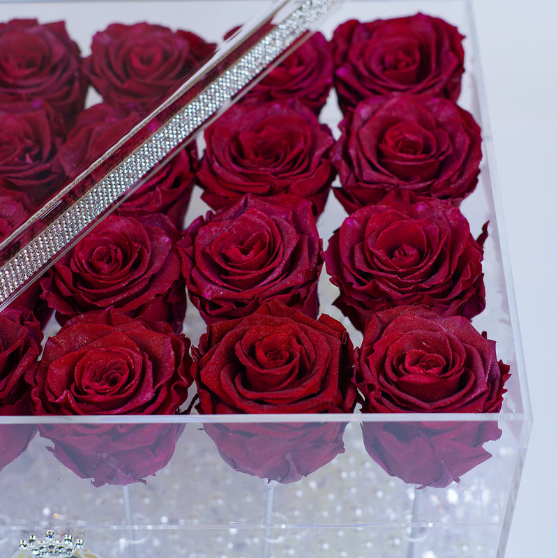 24 Rose Stem - Deep Red Sparkle Roses Jadorit