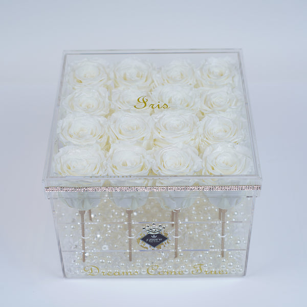 16 Rose Stem - Dove White Roses Jadorit